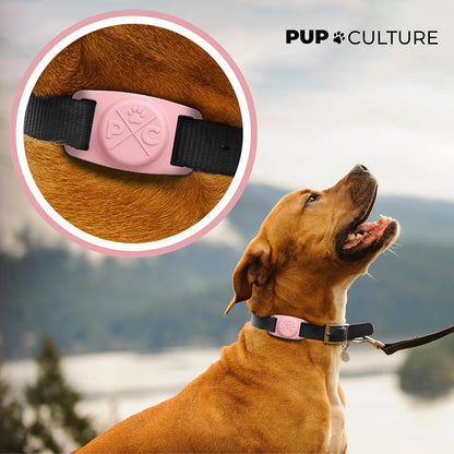 Pup Culture Airtag Dog Collar Holder (2 Pack), Extra-Durable, Lightweight, and Protective Airtag Case for Dog Collar - Track Your Pet Using Apple Airtag Technology-Dog Collar Airtag Holder