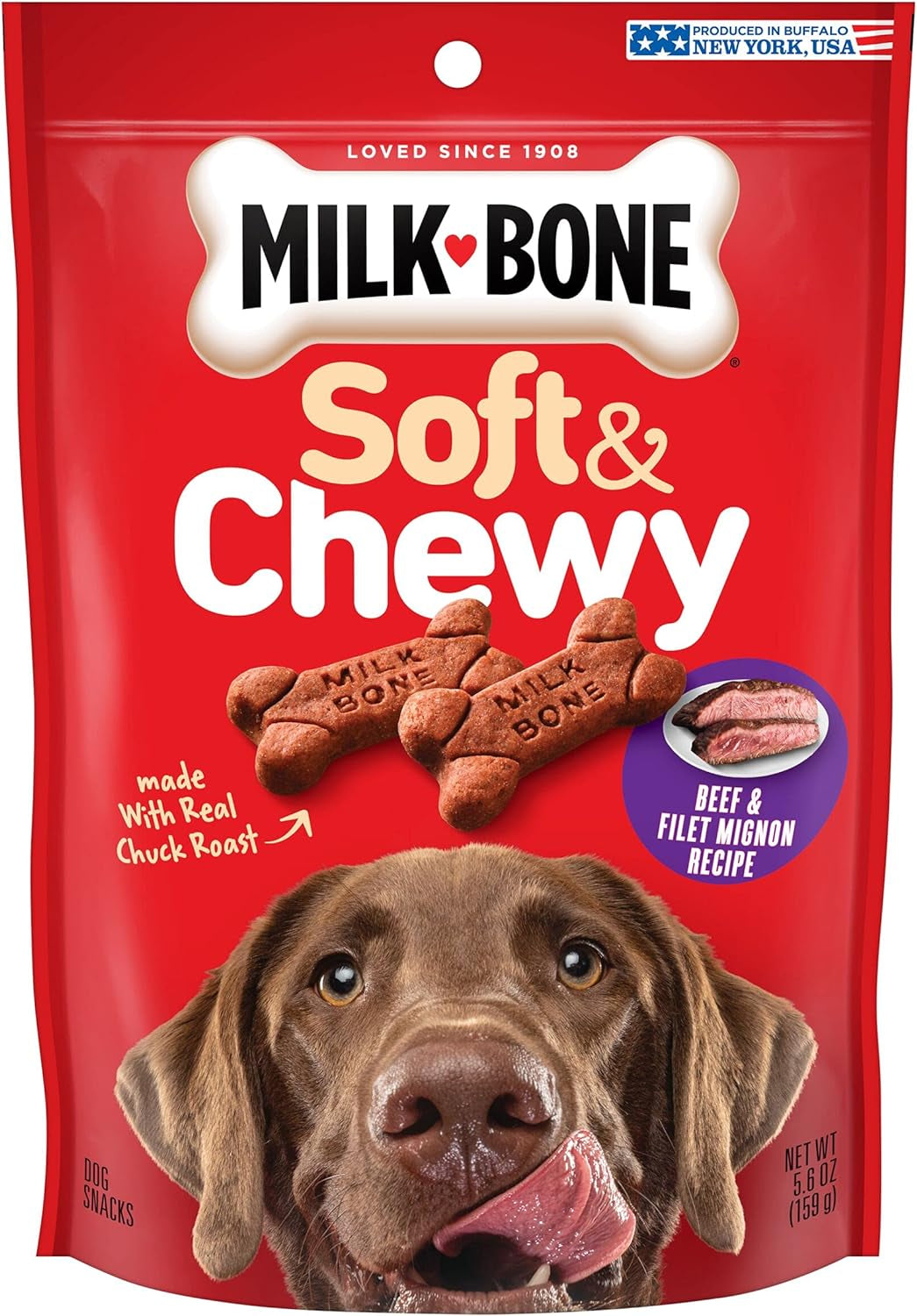 Milk-Bone Soft & Chewy Dog Treats, Beef & Filet Mignon Recipe, 5.6 Ounce (Pack of 10)