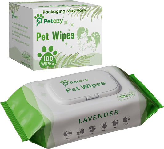 Dog Wipes for Paws and Butt Ears Eyes | Organic Pet Wipes for Dogs | Hypoallergenic Lavender Scented Dog Wipes Cleaning Deodorizing | Extra Thick Plant Based Wipes Dogs Cats Pets | 100 Count