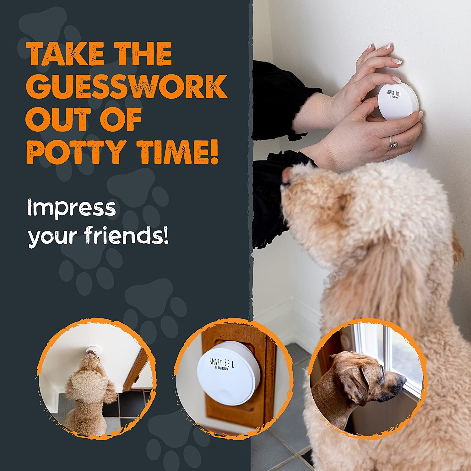 Mighty Paw Smart Dog Bell 2.0 | Wireless Dog Door Bell for Potty Training - Potty Training Bell for Puppies for Door - Door Bells for Dogs to Ring to Go outside - Electronic Door Bell Dog Button