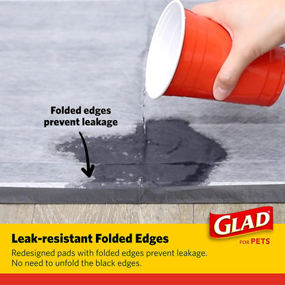 Glad for Pets Black Charcoal Training Pads for Dogs - Super Absorbent & Odor Neutralizing Dog Potty Pads, Leak-Resistant Puppy Pee Pads, Pheromone Attractant for Easy Training, 23" X 23" - 100 Count
