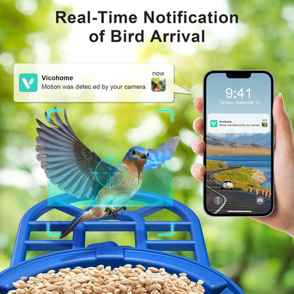 PeckCam® Bird Feeder with Camera, 2K HD AI Identify Birds Species, Bird Feeder with Camera Solar Powered, Auto Record Birds Video, Instant Notifications, Ideal Gifts for Family and Bird Lovers