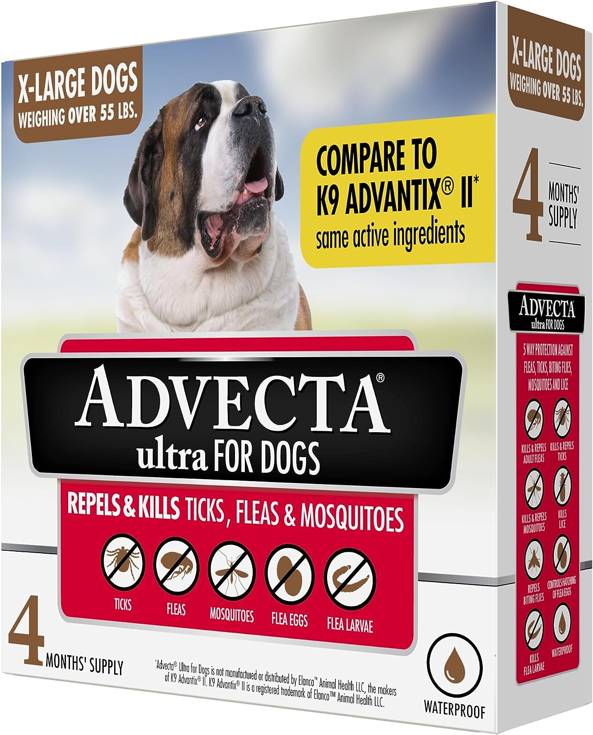 Ultra Flea and Tick Prevention for Dogs - Dog and Puppy Treatment and Control - Mosquito Repellent - Medium, Fast Acting Waterproof Topical Drops, 4 Month Supply