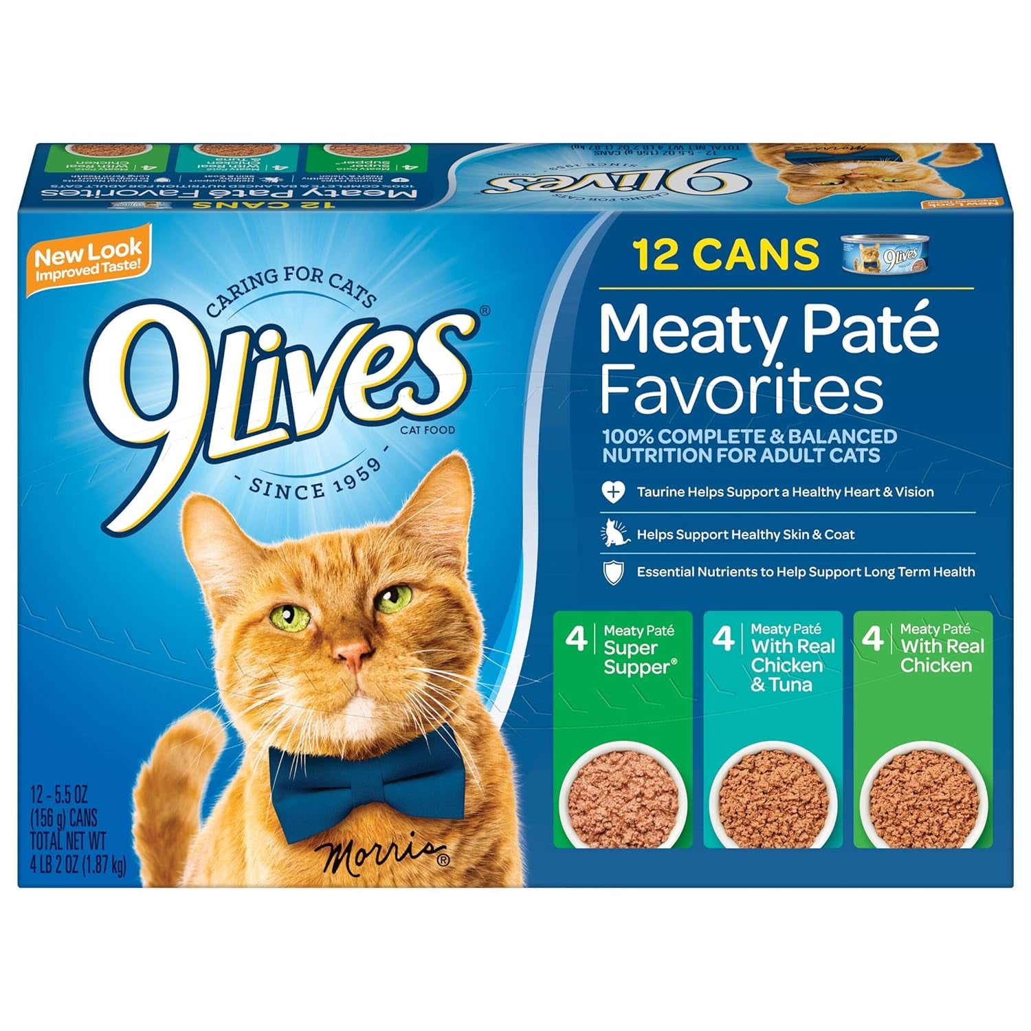 9Lives Paté Favorites Wet Cat Food Variety Pack, 5.5 Ounce (Pack of 12)