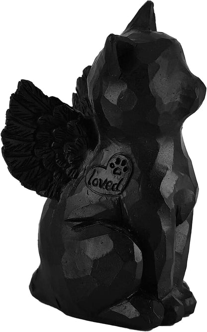 Cat Memorial Gifts, Loss of Cat Sympathy Gift, Angel Cat Figurine Rainbow Bridge Pet Memorial Gifts, Cat Gifts for Cat Lovers, Cat Remembrance Grief Condolence Bereavement Gifts, Black Cat Decor