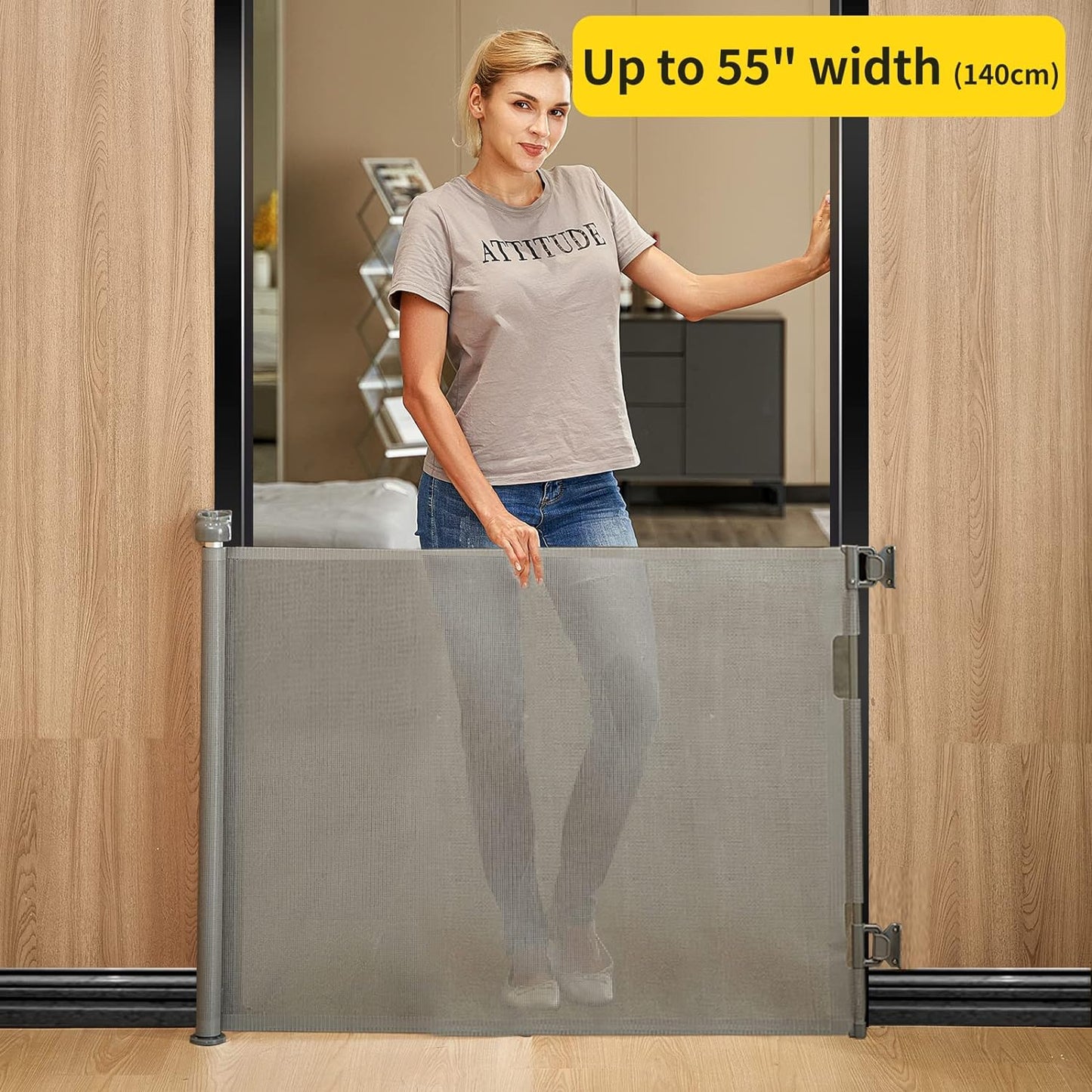 Retractable Baby Gate, Mesh Baby Gate or Mesh Dog Gate, 33" Tall, Extends up to 71" Wide, Child Safety Gate for Doorways, Stairs, Hallways, Indoor/Outdoor (33"X71",White)