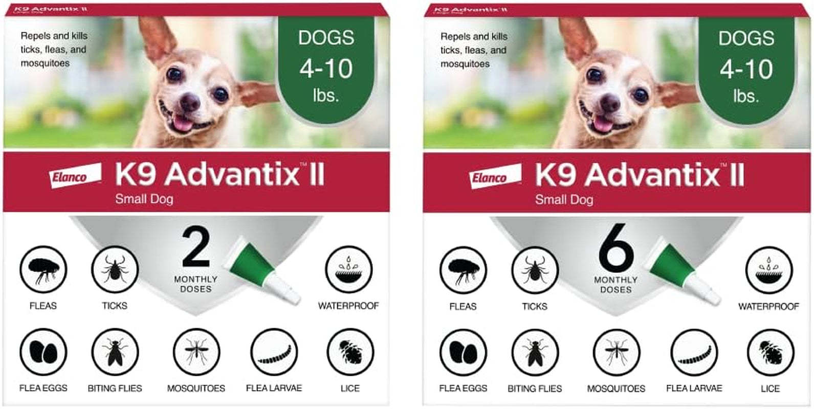 K9 Advantix II Small Dog Vet-Recommended Flea, Tick & Mosquito Treatment & Prevention | Dogs 4-10 Lbs. | 8-Mo Supply