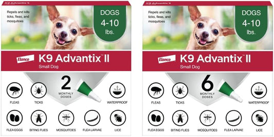 K9 Advantix II Small Dog Vet-Recommended Flea, Tick & Mosquito Treatment & Prevention | Dogs 4-10 Lbs. | 8-Mo Supply