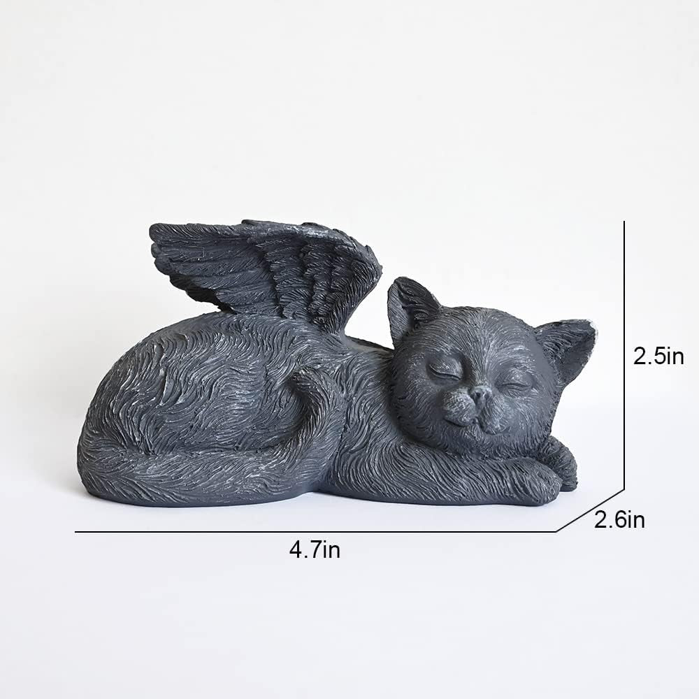 Angel Cat Memorial Stones Statue Sleeping Ornament for Kitten Passing Away Bereavement Pet Loss Sympathy Memory Gifts Remembrance