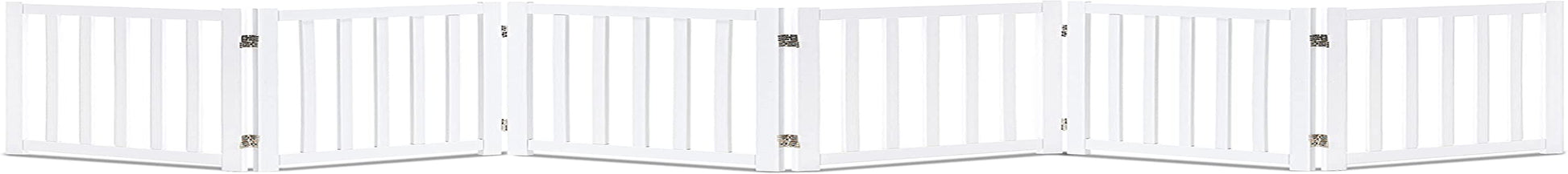 LZRS Solid Hardwood Freestanding Pet Gate,Wooden Dog Gates for Doorways,Nature Wood Dog Gates for the House,Dog Gate for Stairs,Freestanding Indoor Gate Safety Fence,White,24" Height-6 Panels