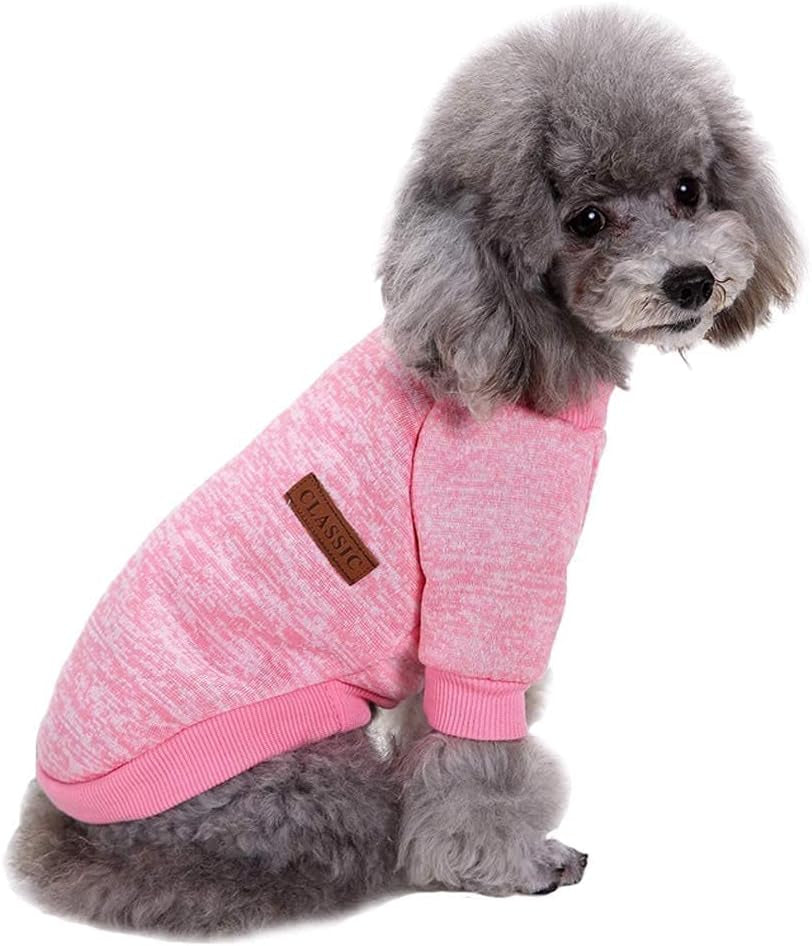 Jecikelon Pet Dog Clothes Soft Thickening Warm Pup Dogs Shirt Winter Puppy Sweater (Pink, M)