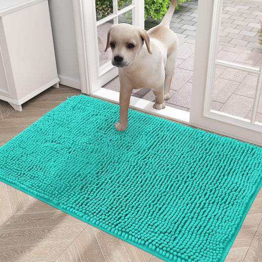 OLANLY Dog Door Mat for Muddy Paws, Absorbs Moisture and Dirt, Absorbent Non-Slip Washable Mat, Quick Dry Microfiber, Mud Mat for Dogs, Entry Indoor Door Mat for inside Floor(36X24 Inches, Teal)