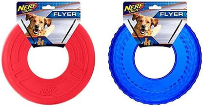 Nerf Dog 10In Red Flyer and 10In Translucent Blue Flyer Dog Toys