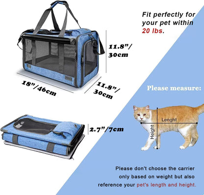 Medium Cat Carrier for Large Cat 15 Lbs+ Soft Pet Carrier Small Puppy/Ventilated 2 Kittens Car Travel Bag Case/Comfy Big Cat 25 Pounds/Soft-Sided Mesh Cat Products Dark Blue