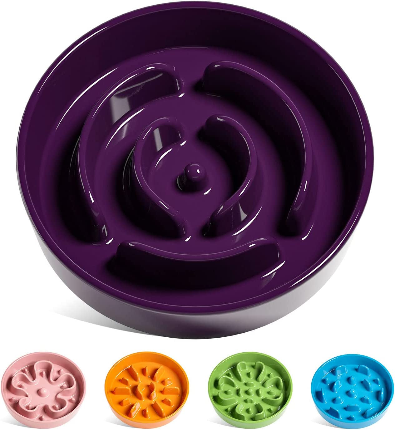 LE TAUCI Dog Bowls Slow Feeder Ceramic, 1.5 Cups Slow Feeding Dog Bowl Small Medium Breed, Puppy Slow Feeder Bowl for Fast Eater, Dog Dishes to Slow down Eating, Puzzle Dog Food Bowl, Maze Purple