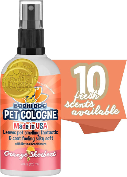 Bodhi Dog Natural Dog Cologne | Premium Scented Deodorizing Body Spray for Dogs & Cats | Neutralizes Strong Odors | Dog Perfume with Natural Dog Conditioner | Made in USA (Orange Sherbert, 4 Fl Oz)