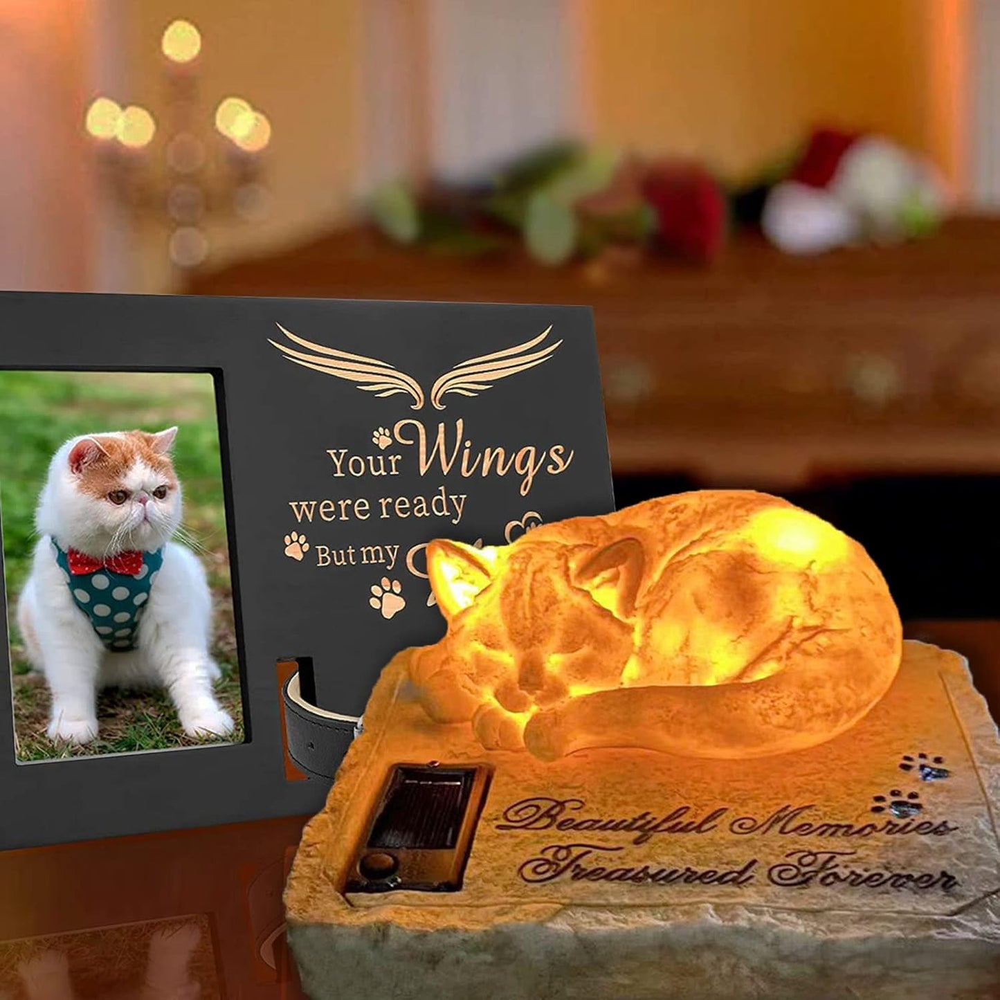 Dog Pet Memorial Stones with Wind Chimes Paw Print Pet Garden Stones Heart Shaped Cat & Dog Grave Markers Gifts Loss of Pet Sympathy Gifts