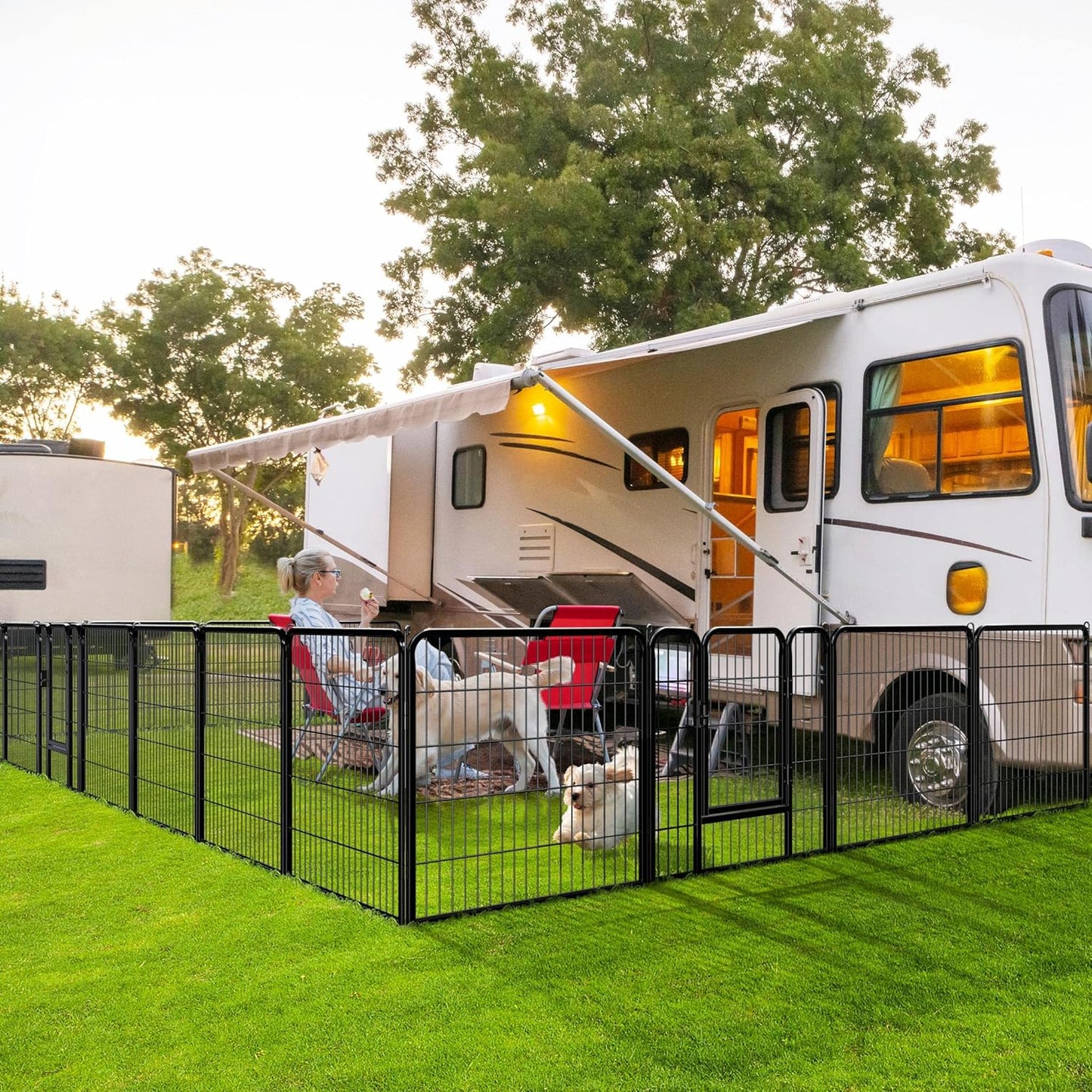 Yaheetech Dog Playpen Outdoor, 32 Panel Dog Fence 24" Indoor Pet Pen for Large/Medium/Small Dogs Heavy Duty Pet Exercise Pen for Puppy/Rabbit/Small Animals Portable for RV Camping Garden Yard