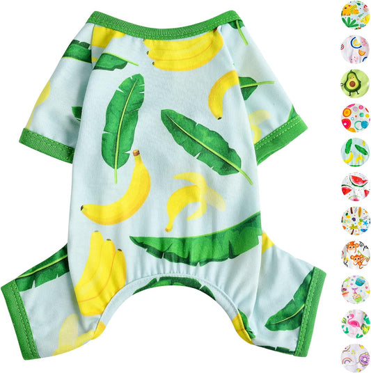 Dog Pajamas Pjs Spring Summer Dog Clothes for Small Dogs Girl - Boy - Medium Size Dogs, Soft Stretchy Puppy Clothes Doggie Onesies Cat Pet Jammies Outfit (Banana, Xx-Large)