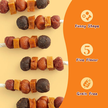 Jungle Calling Dog Treats, Multi-Flavor Kabob Dog Snacks, Dog Kabobs, Made with Chicken, Duck, Beef, Sweet Potato and Pumpkin, Rawhide Sticks for Dogs