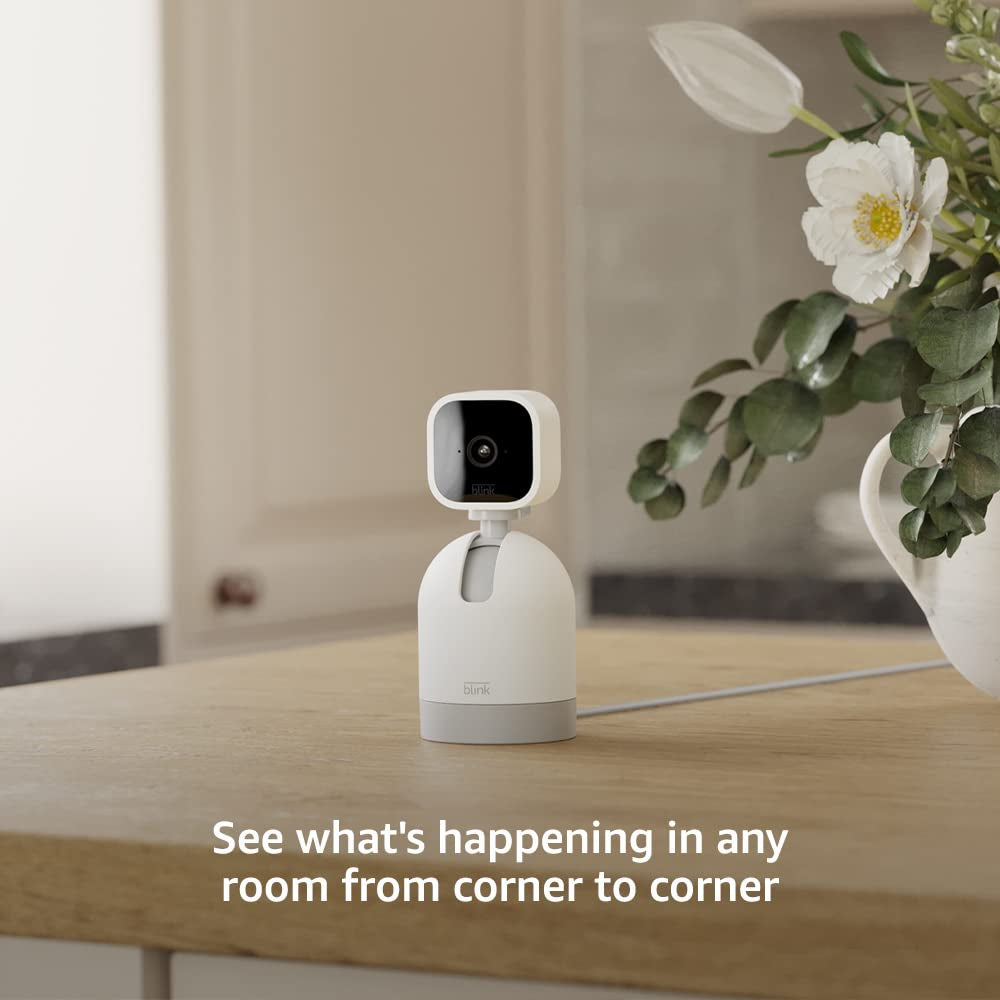 Blink Mini Pan-Tilt Camera | Rotating Indoor Plug-In Smart Security Camera, Two-Way Audio, HD Video, Motion Detection, Works with Alexa (White)