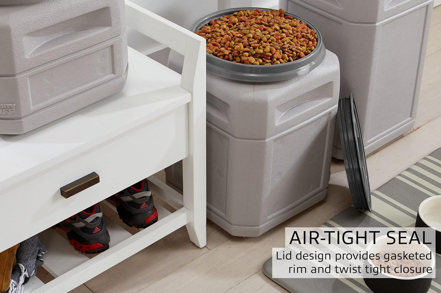 Mighty Tuff 6 Gallon/Up to 24 Pound Pet Food Storage Container with 1 Cup Measurement Scoop & 10 Gallon/Up to 40 Pound Pet Food Storage Container with 1 Cup Measurement Scoop