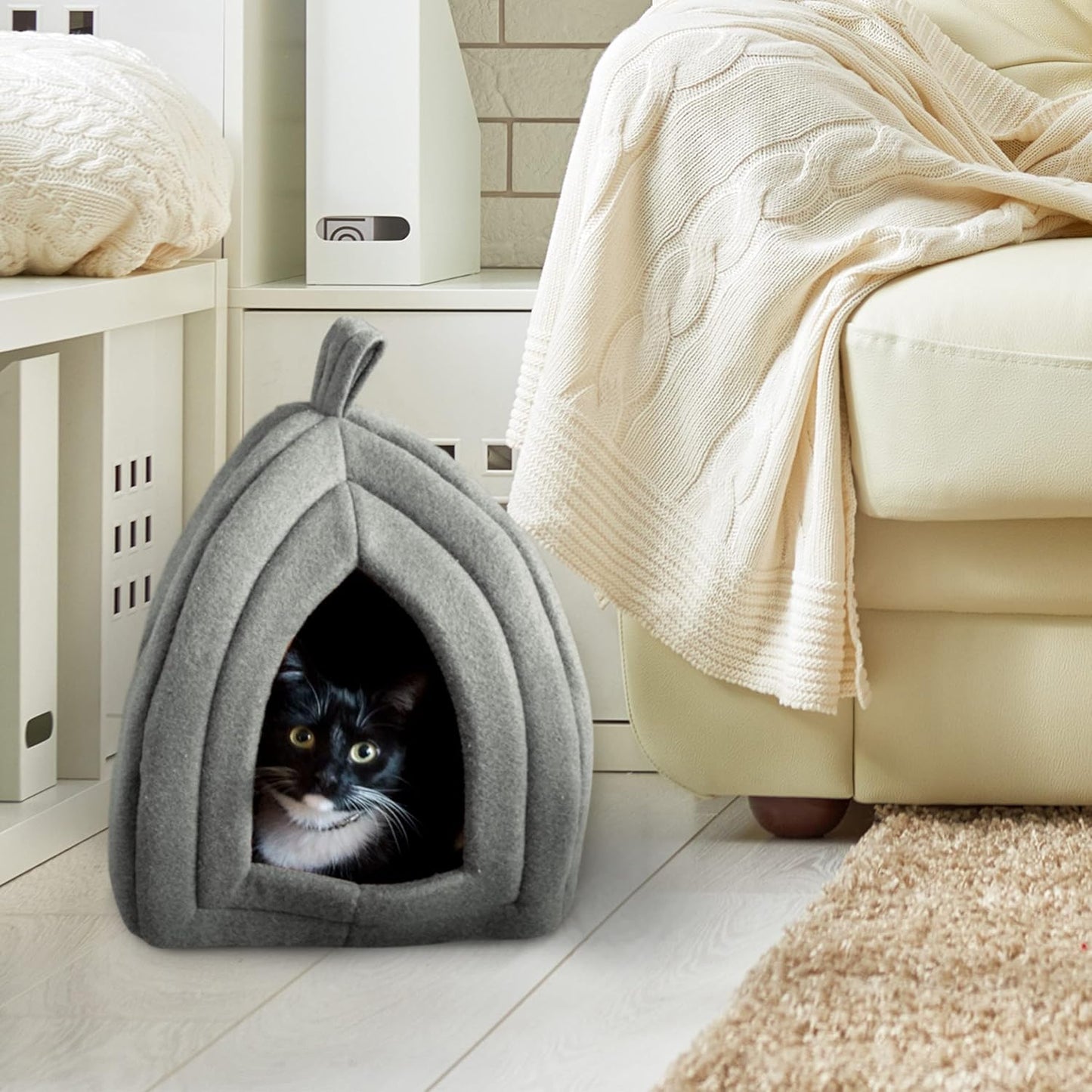 Cat House - Indoor Bed with Removable Foam Cushion - Pet Tent for Puppies, Rabbits, Guinea Pigs, Hedgehogs, and Other Small Animals by PETMAKER