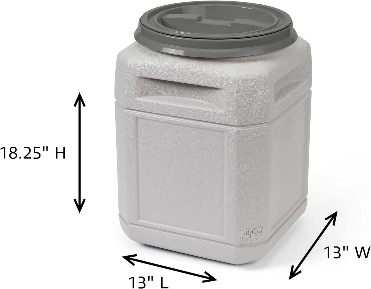 Mighty Tuff 13 Gallon/Up to 54 Pound Pet Food Storage Container with Airtight Lid and Built-In Handles for Easy Transport, Made for Durable and Versatile Storage