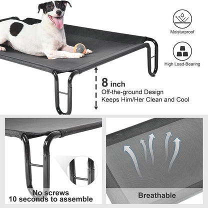 Elevated Outdoor Dog Bed - Dog Cots Beds for Small Dogs, Waterproof Raised Dog Bed Easy to Assemble, Cooling Elevated Dog Bed with Teslin Mesh, Durable, Non Slip, up to 35 Lbs,Grey