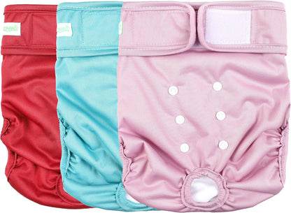 Wegreeco Washable Reusable Premium Dog Diapers,Pack of 3,Small Dog Puppy & Doggy Diapers Female,Dog Period Panties Diapers Female in Heat Morandi-1 S