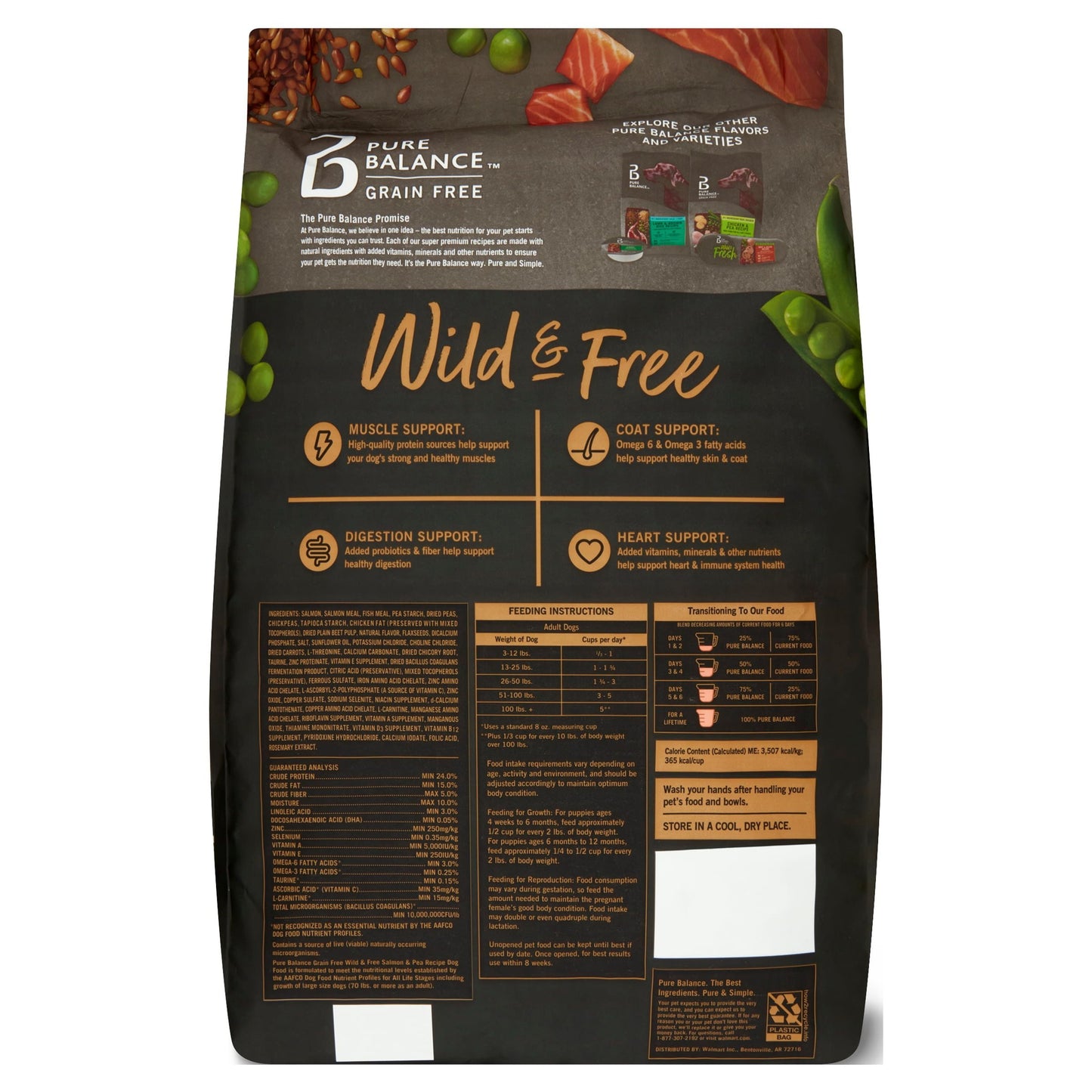 Pure Balance Wild & Free Salmon & Pea Recipe Dry Dog Food, Grain-Free, 24 Lbs