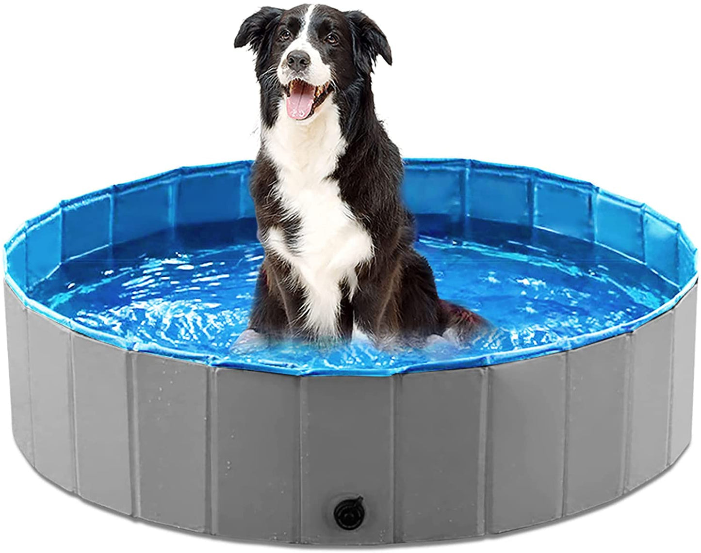 Jasonwell Foldable Dog Pet Bath Pool Collapsible Dog Pet Pool Bathing Tub Kiddie Pool Doggie Wading Pool for Puppy Small Medium Large Dogs Cats and Kids 39.5" Grey