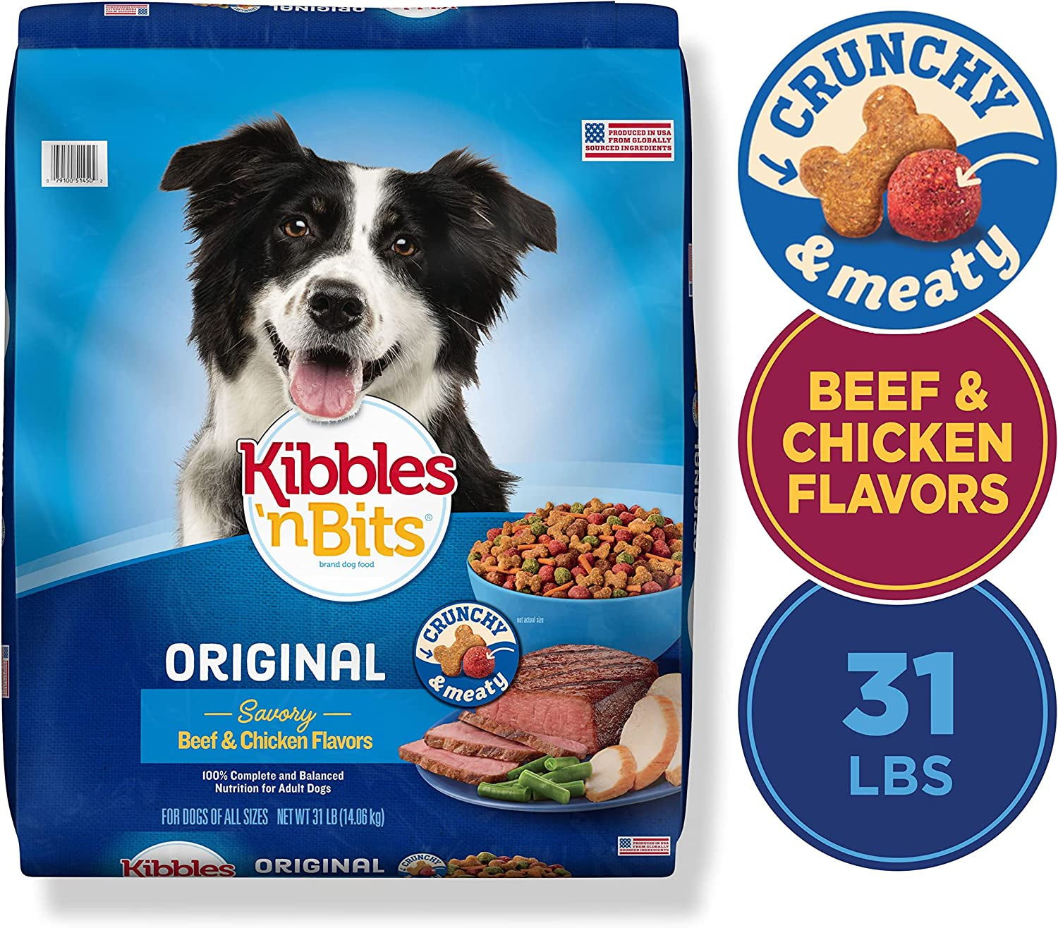 Kibbles 'N Bits Original Savory Beef & Chicken Flavors Dry Dog Food, 3.5 Pound Bag