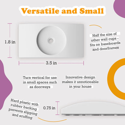 Wall Nanny - Baby Gate Wall Protector (Made in USA) Protect Walls from Pet Gates & Dog Gates - No Safety Hazard on Spindles - for Child Pressure Mounted Baby Gate for Stairs Cup Guard - White, 4 Pack