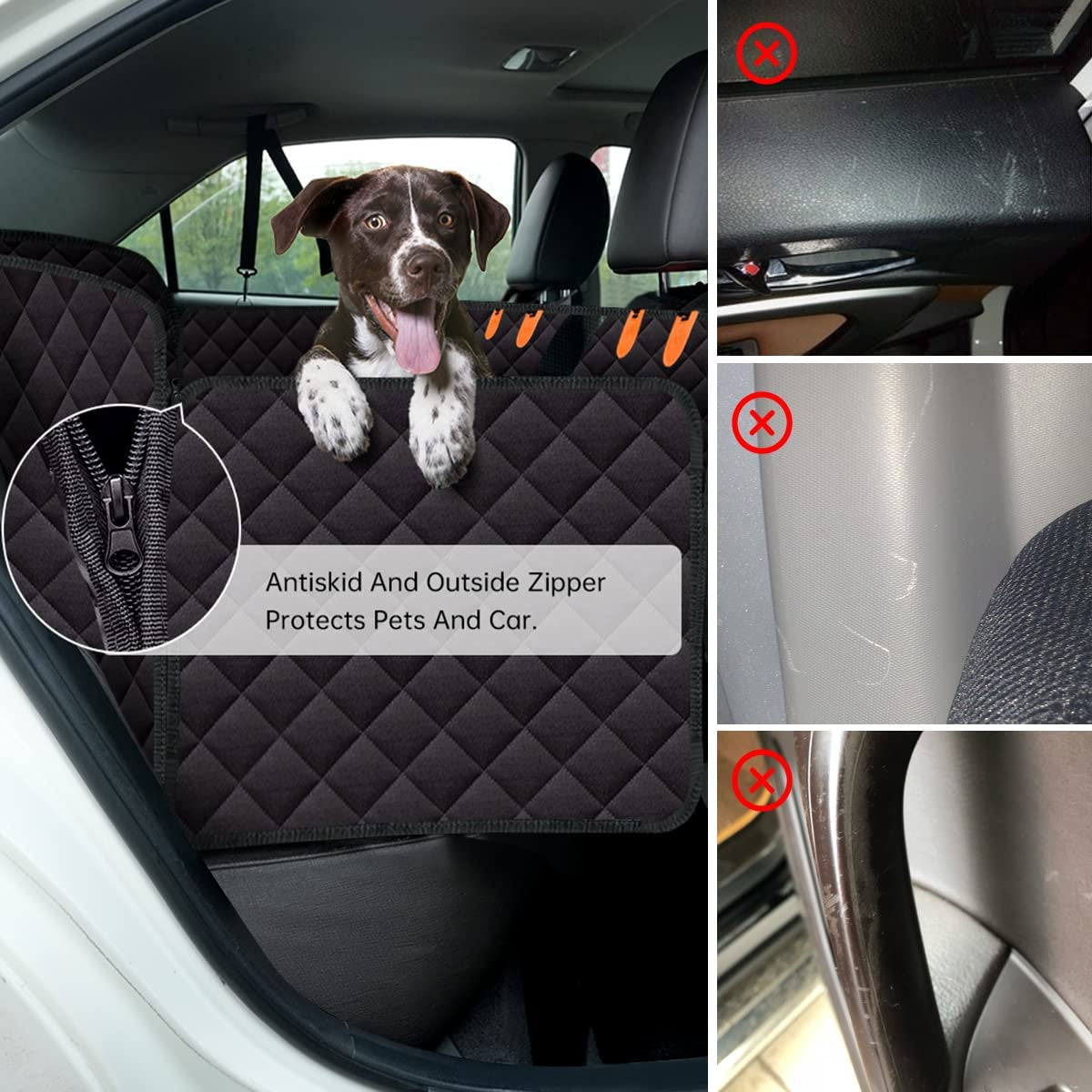 Dog Car Seat Cover for Back Seat, 100% Waterproof Dog Hammock for Car, 600D Scratchproof Nonslip Durable Dog Car Seat Cover with Mesh Window and Storage Pocket for Cars/Trucks/Suvs