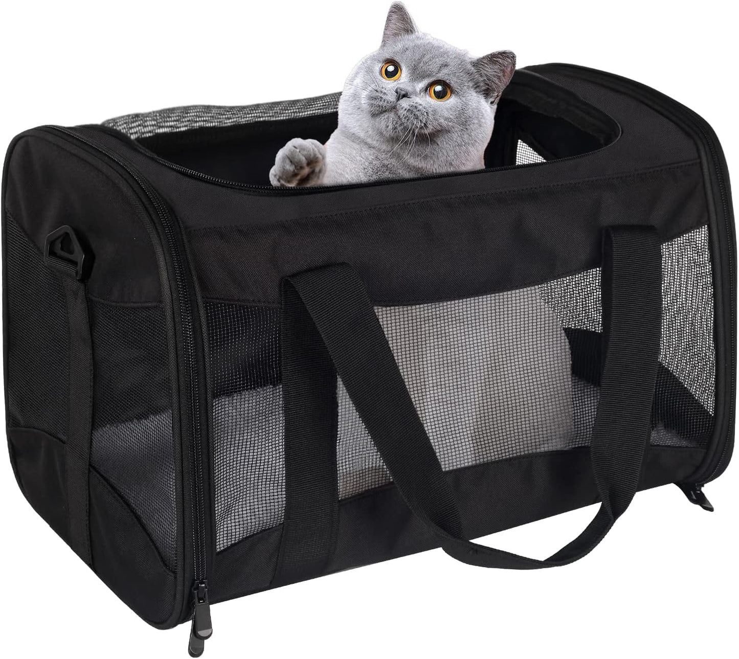 Cat Carrying Case - Pet Carrier Airline Approved, Protable and Breathable Pet Travel Carrier Removable Fleece Pad, Collapsible Cat Carrier Dog Carrier for Medium Cats Small Cats Dogs(X-Large, Blue)