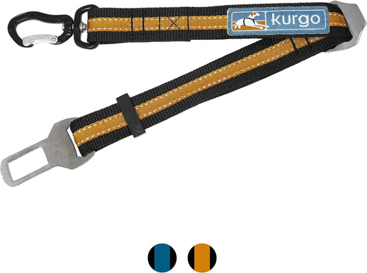 Kurgo Direct to Seat Belt Tether for Dogs, Car Seat Belt for Pets, Adjustable Dog Safety Belt Leash, Quick & Easy Installation, Works with Any Pet Harness, Carabiner, Swivel, Bungee, Zipline