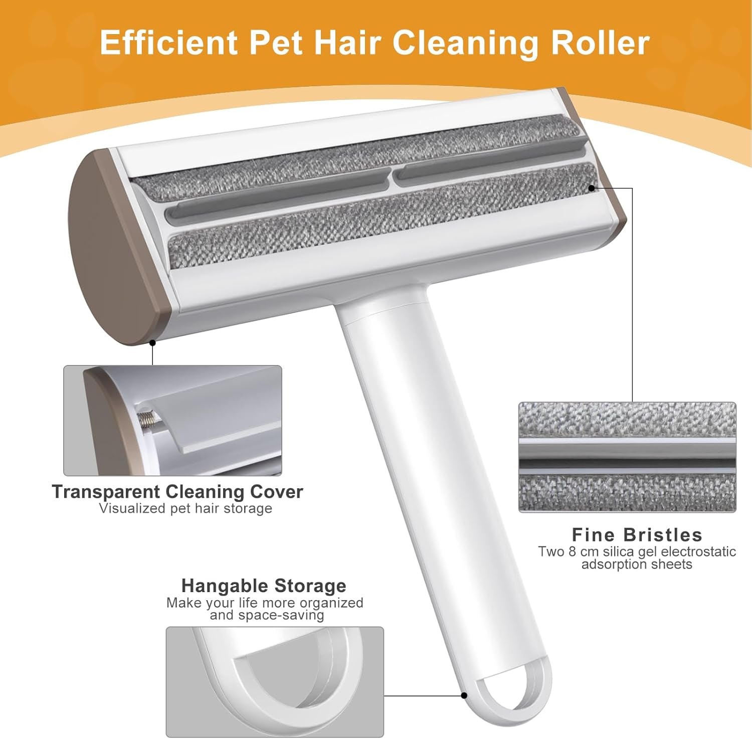 Pet Hair Remover - WUSOLIBON Reusable and Washable Pet Hair&Fur Lint Roller Remover Cat and Dog Hair Remover for Couch, Carpet,Clothing,Furniture and Bedding,Unique One-Click Pet Hair Removal Tool