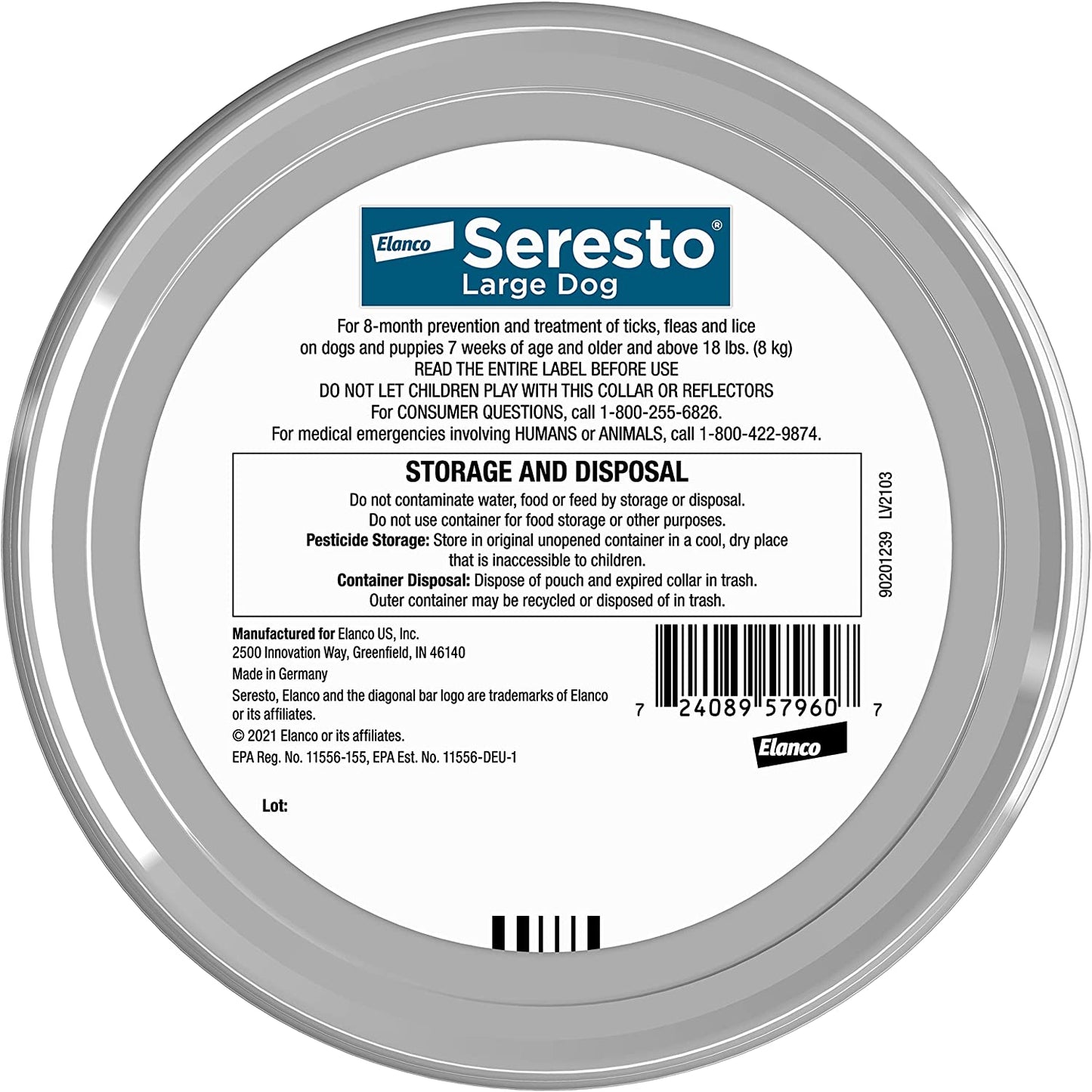 Seresto Large Dog Vet-Recommended Flea & Tick Treatment & Prevention Collar for Dogs over 18 Lbs. | 8 Months Protection
