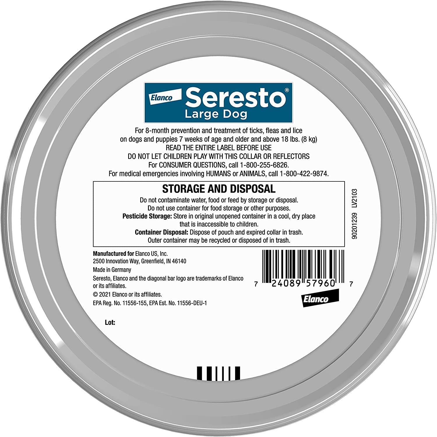 Seresto Large Dog Vet-Recommended Flea & Tick Treatment & Prevention Collar for Dogs over 18 Lbs. | 8 Months Protection