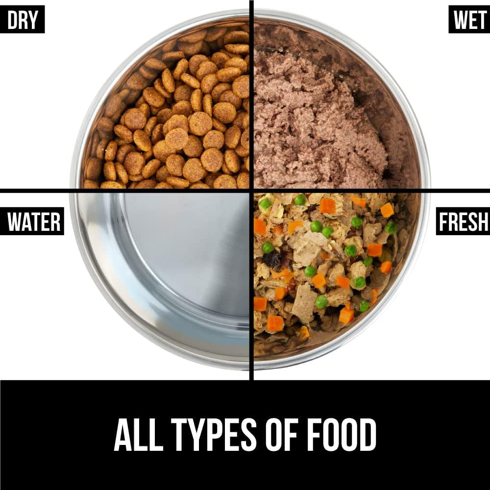 Gorilla Grip Stainless Steel Metal Dog Bowl Set of 2, Rubber Base, Heavy Duty, Rust Resistant, Food Grade BPA Free, Less Sliding, Quiet Pet Bowls for Cats and Dogs, Holds 4 Cups (32 Fl Oz), Green