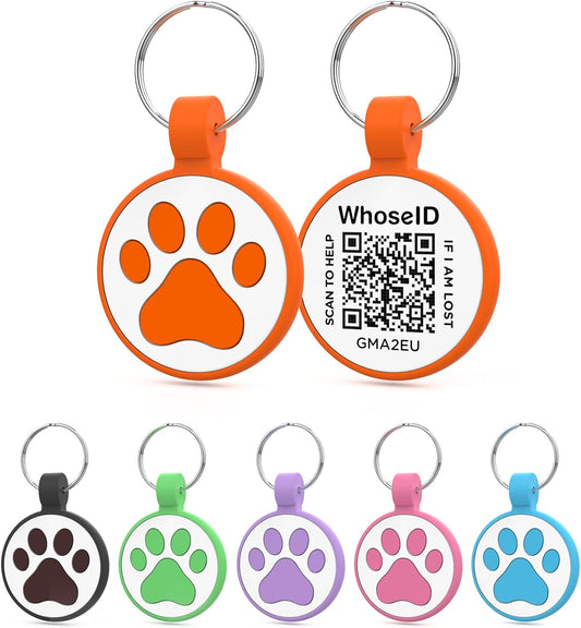 QR Code Cat Tag, Modifiable Pet Online Profile Display Page, Multiple Emergency Contact, Silicone Cat Tag, Lightweight, No Jinging, Collar Accessories (Medium to Large Breeds - 1.25", Orange)