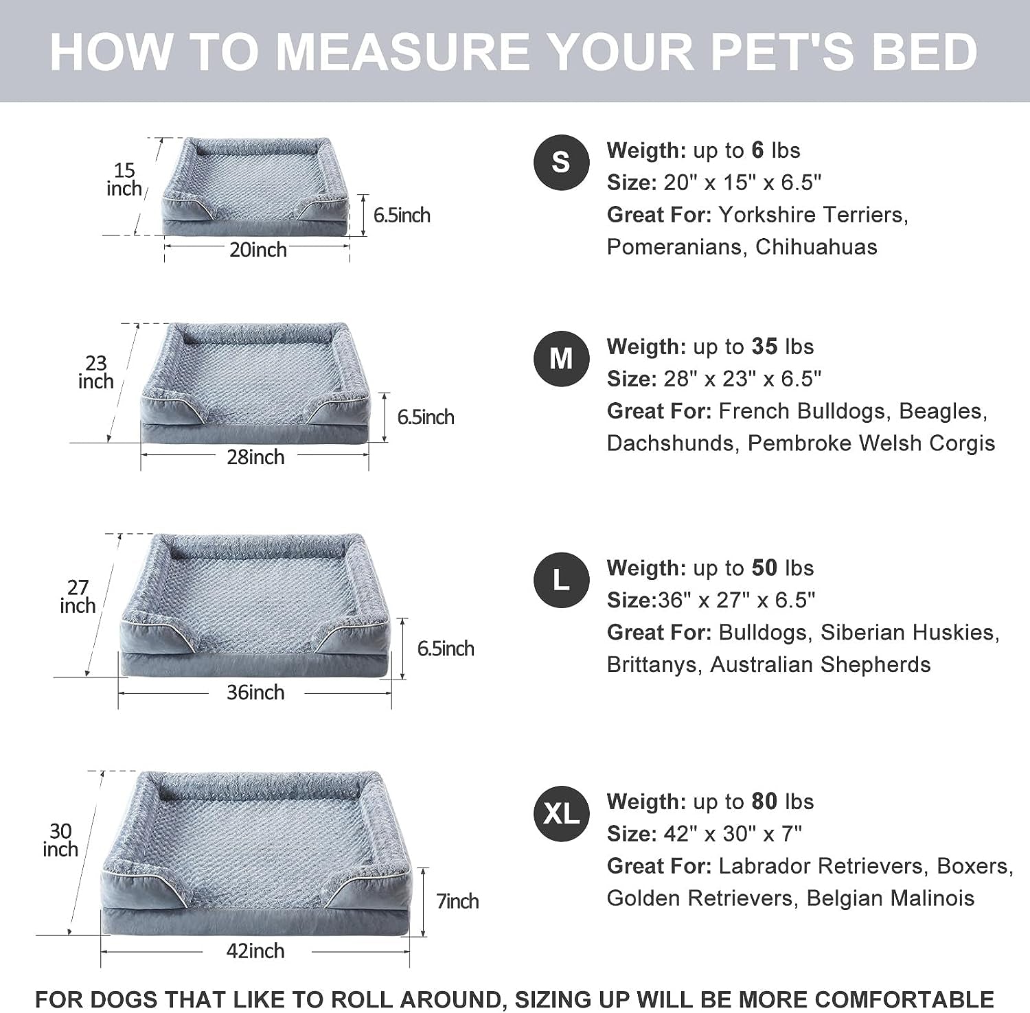 WNPETHOME Orthopedic Dog Bed for Extra Large Dogs - XL Waterproof Dog Bed, Bolster Dog Sofa Be Waterproof Dog Couch for Pet Sleeping, Pet Bed for Large Dogs