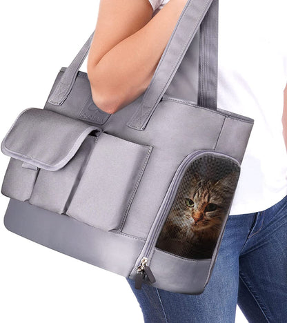 Dog Carrier, Cat Carrier, Pet Carrier, Foldable Waterproof Premium Oxford Cloth Dog Purse, Portable Bag Carrier for Small to Medium Cat and Small Dog（Grey）