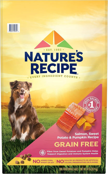 Nature'S Recipe Grain Free Dry Dog Food, Salmon, Sweet Potato & Pumpkin Recipe, 12 Pound Bag, Easy to Digest