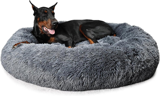 Dog Beds for Extra Large Dogs Calming Dog Bed Washable Fluffy Anti-Anxiety round Pet Bed 45 Inches Detachable Dog Bed,Fits up to Large Dog