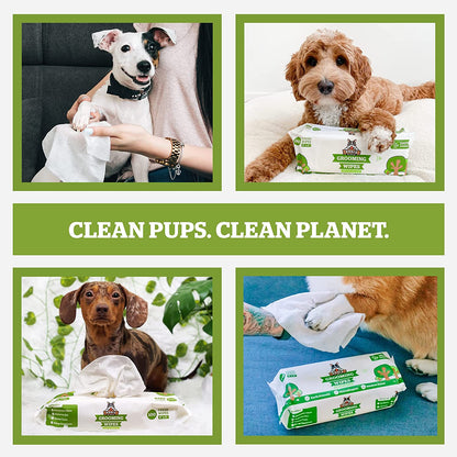 Pogi'S Dog Grooming Wipes - 100 Dog Wipes for Cleaning and Deodorizing - Plant-Based, Hypoallergenic Pet Wipes for Dogs, Puppy Wipes - Quick Bath Dog Wipes for Paws, Butt, & Body - Fragrance Free