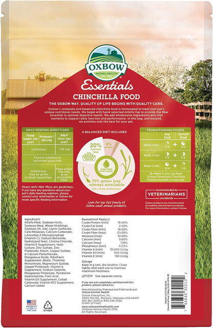 Oxbow Essentials Chinchilla Food - All Natural Chinchilla Food - 3 lb 9 (Packaging may vary)