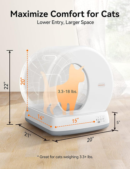 Meowant Self-Cleaning Cat Litter Box, Integrated Safety Protection Automatic Cat Litter Box for Multi Cats, Extra Large/Odor Removal/App Control Smart Cat Litter Box with Mat & Liner