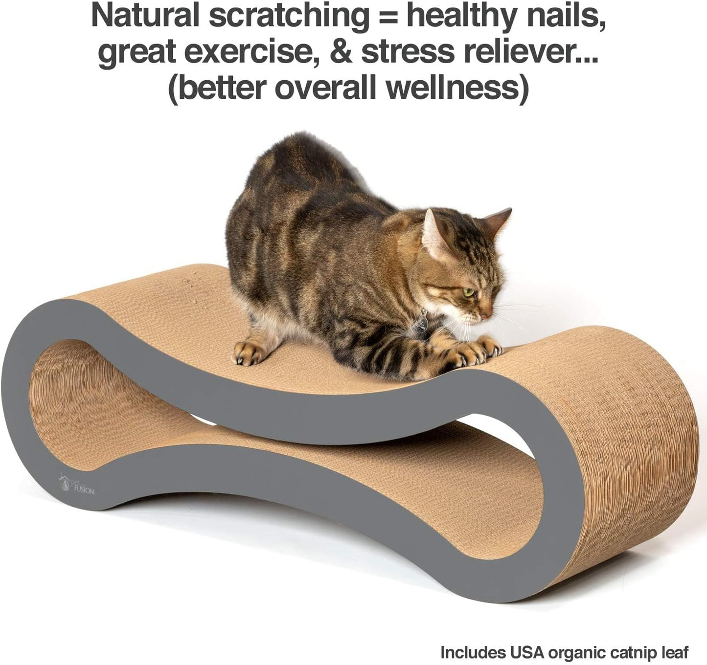 Petfusion Ultimate Cat Scratcher Lounge, Reversible Infinity Scratcher in Multiple Colors. Made from Recycled Corrugated Cardboard, Durable & Long Lasting